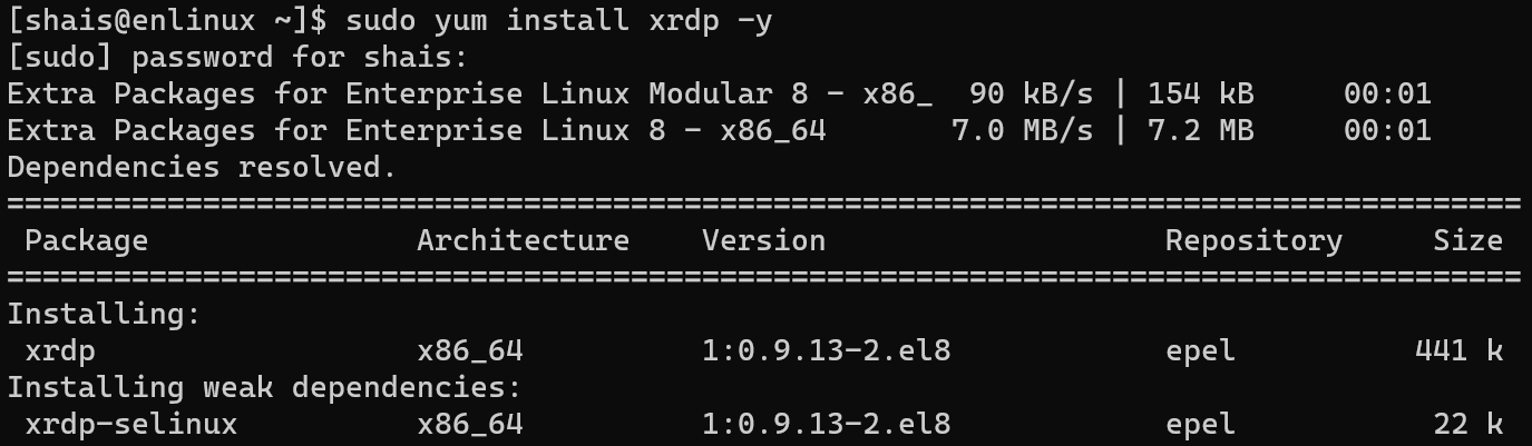 Centos 8 настройка xrdp