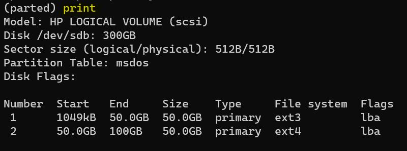 Create Partition with Parted Command in Linux